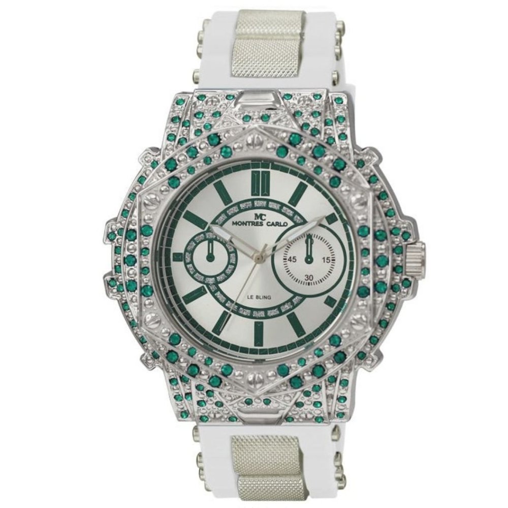 53mm Montres Carlo Men's Hip Hop Rapper Stones White Clubbing Luxury Watch
